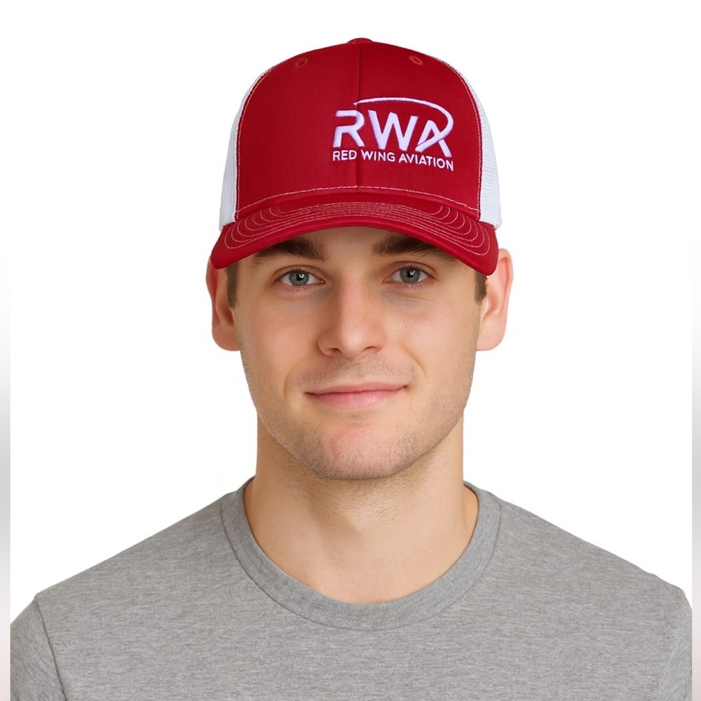 NWOT Port Authority Red Wing Pilot Aviation Trucker Adjustable Snap Baseball Cap
